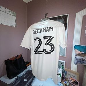 ($110 Retail) New Adidas Inter Miami FC Home Jersey Beckham #23 White/pink Sz: M